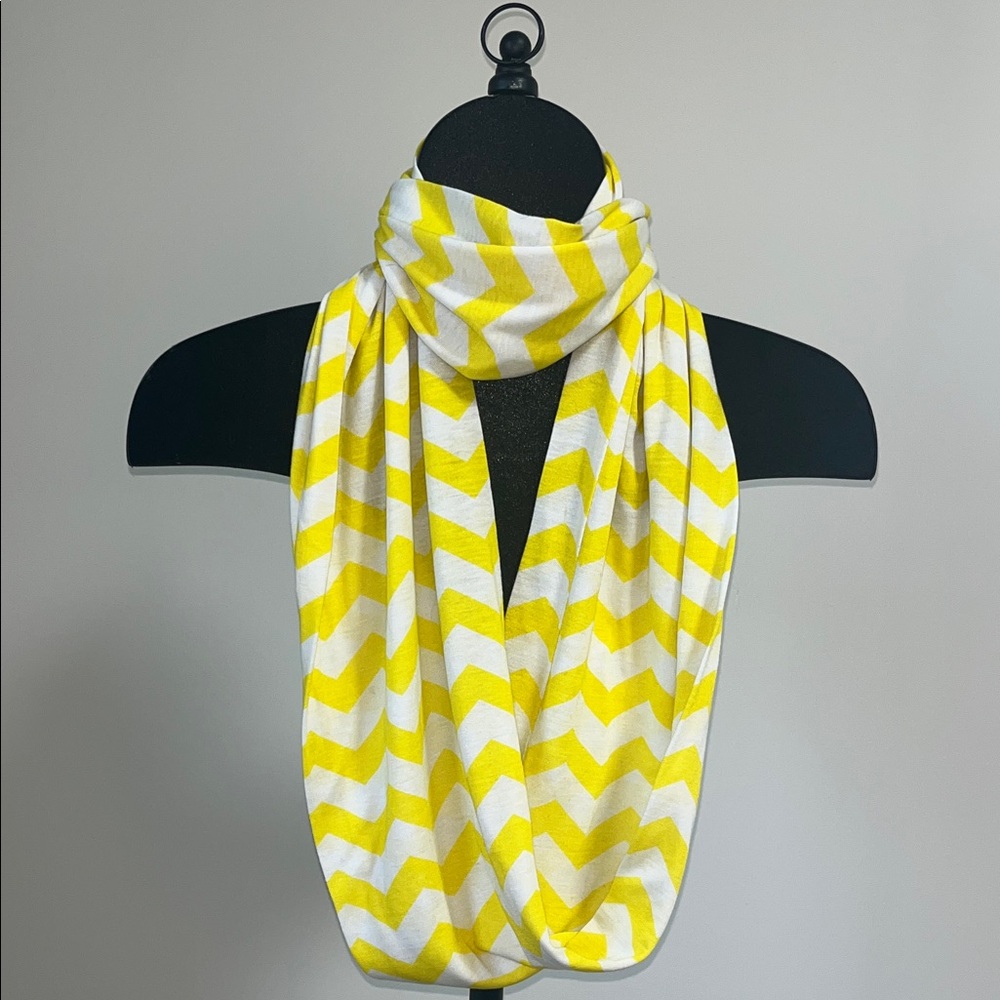 Yellow and White Chevron Scarf